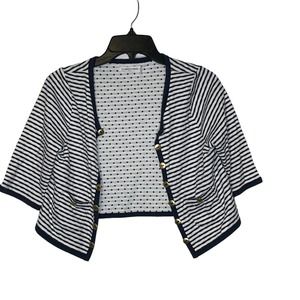 Pilcro Letter Press Open Crop Cardigan Sweater Striped  Gold Button Women Medium